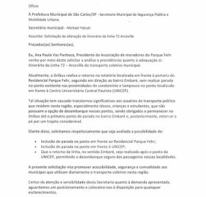 Comunicado: Linha 72 e ponto de ônibus coberto - foto 1